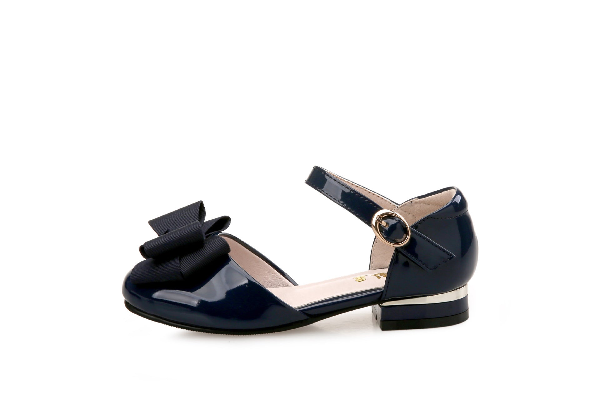 Big Kids' Hollow Velcro Patent Leather Shoes With Bow Big Kids' Hollow Velcro Patent Leather Shoes With Bow