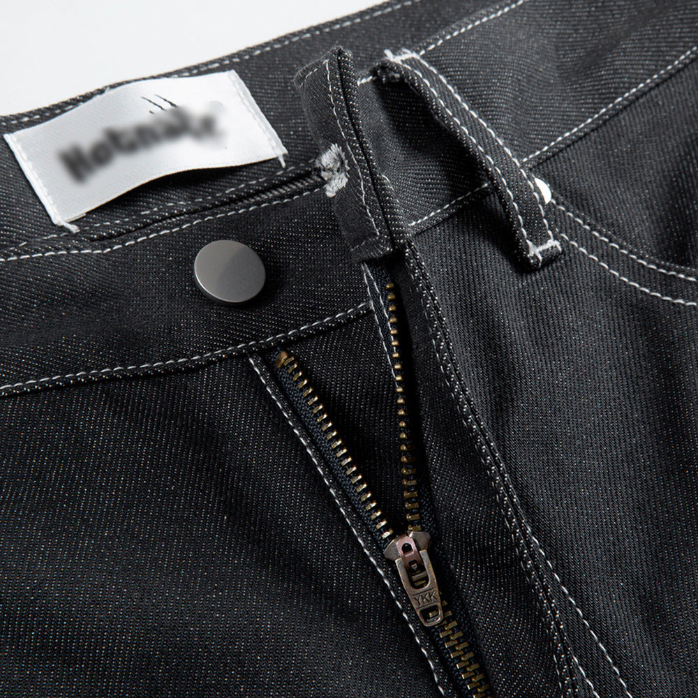 Pressure Line Denim Straight-leg Pants Men's Slim Fit Feet Pressure Line Denim Straight-leg Pants Men's Slim Fit Feet