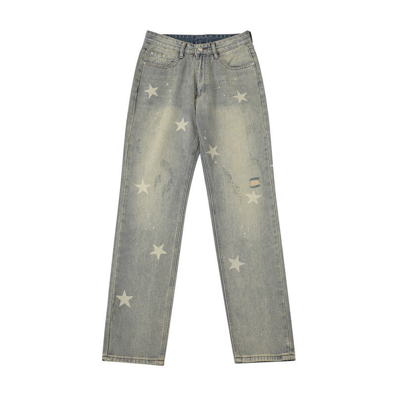 Fashion XINGX Printed Washed Jeans Men Fashion XINGX Printed Washed Jeans Men