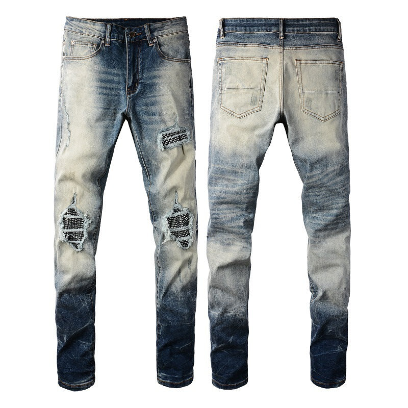 American High Street Men's Jeans Men's Hole Patch American High Street Men's Jeans Men's Hole Patch