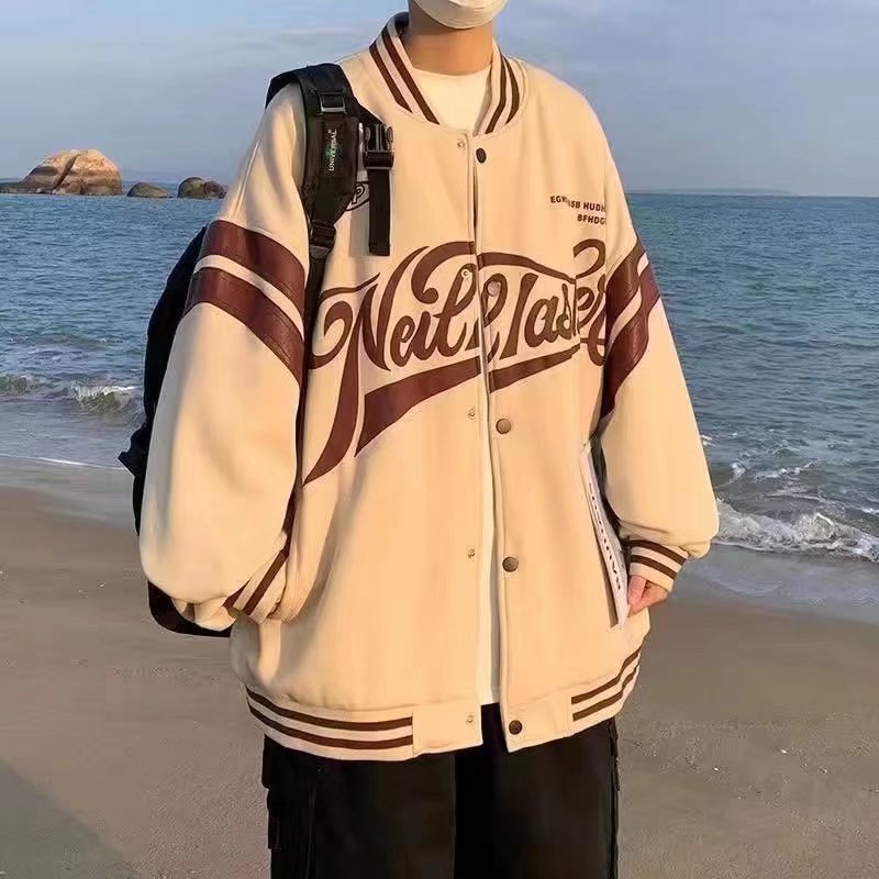 Baseball Uniform Jacket Loose Letters Men And Women Couple Jackets Baseball Uniform Jacket Loose Letters Men And Women Couple Jackets