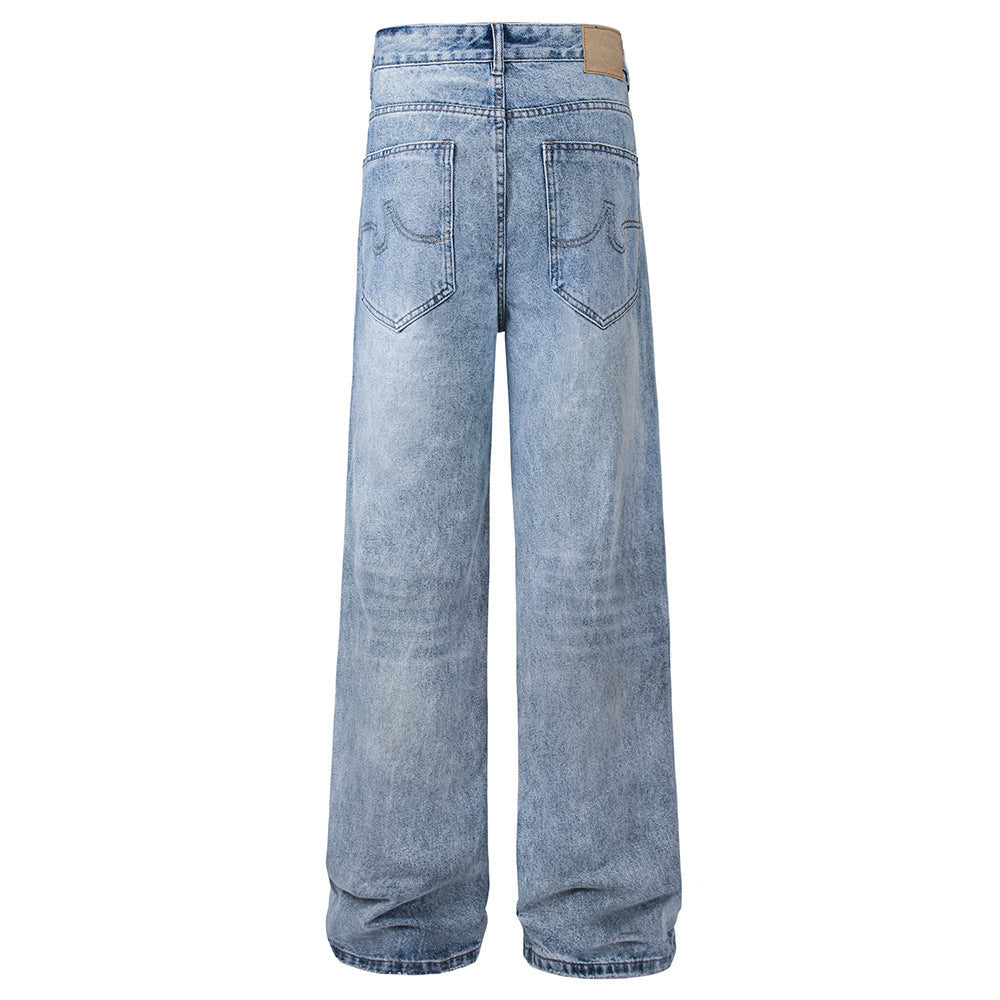 Simple Washed Straight Jeans For Men Simple Washed Straight Jeans For Men