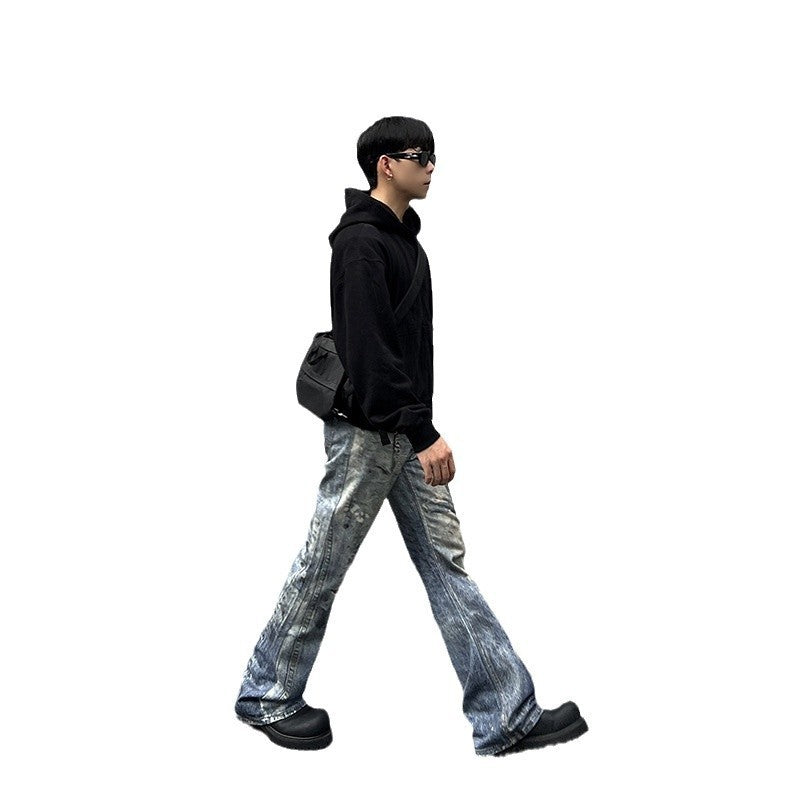 Men's Loose Wide-leg Pants Denim Dirty And Dyed With Waste Soil Men's Loose Wide-leg Pants Denim Dirty And Dyed With Waste Soil