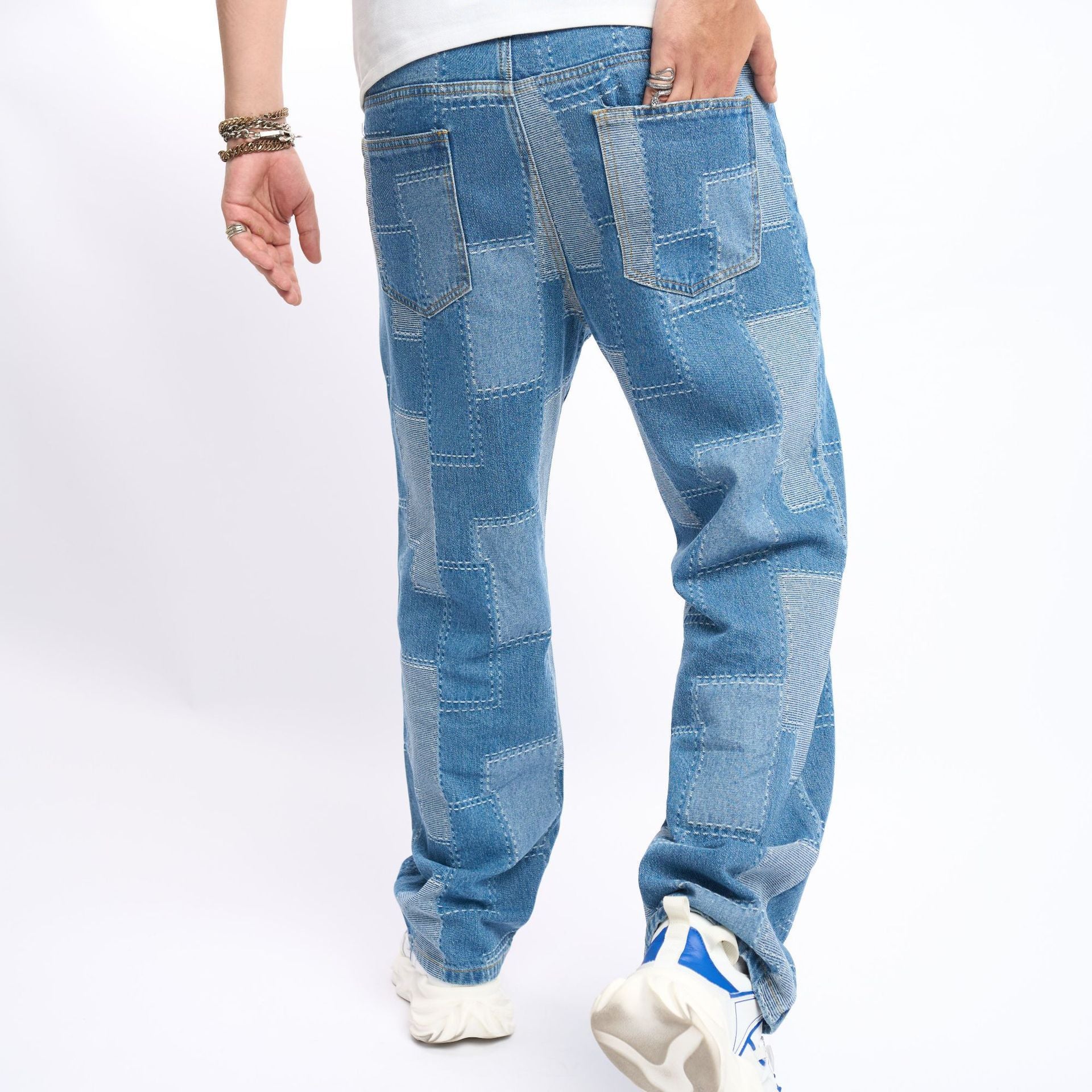 Brand Patch Stitch Elastic Jeans Men's Brand Patch Stitch Elastic Jeans Men's
