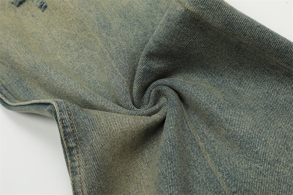Heavy Industry Washing Hole Denim Trousers Men Heavy Industry Washing Hole Denim Trousers Men
