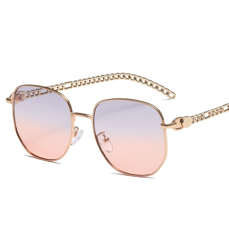 Oval Frame Metal Chain Sunglasses For Women Oval Frame Metal Chain Sunglasses For Women