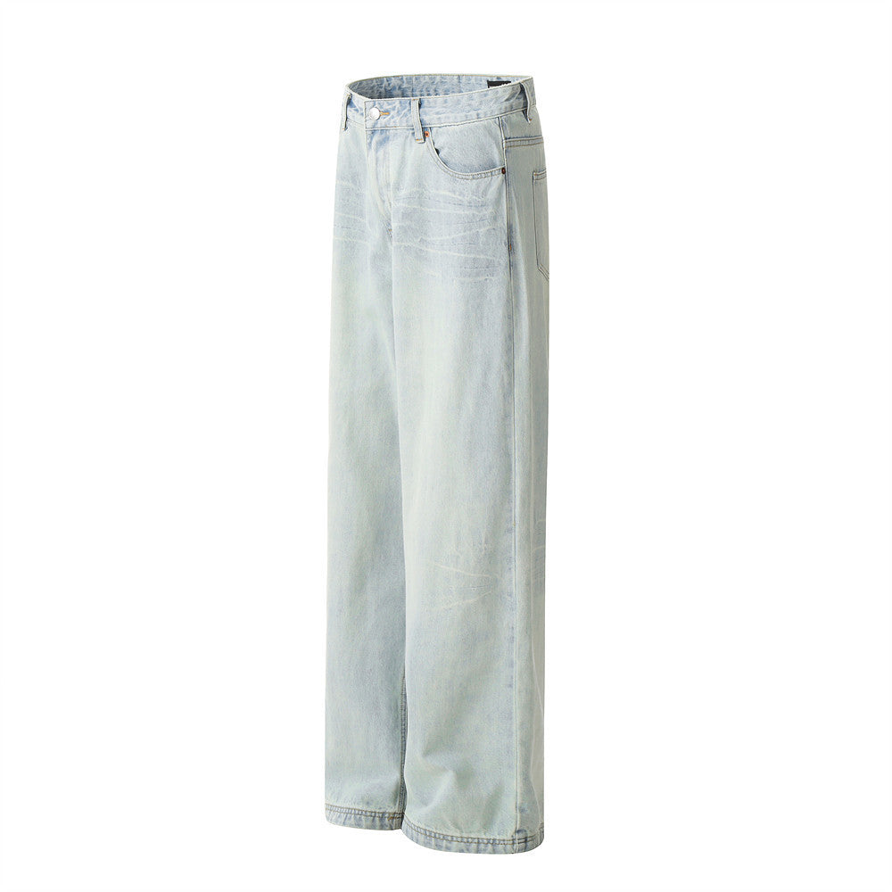 Light Color Washing Water Wide-leg Jeans Men Light Color Washing Water Wide-leg Jeans Men