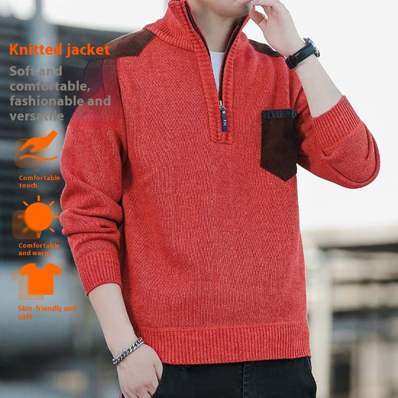 Men's Half Turtleneck Zipper Thick Needle Sweater Fashion Men's Half Turtleneck Zipper Thick Needle Sweater Fashion