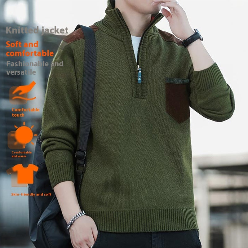 Men's Half Turtleneck Zipper Thick Needle Sweater Fashion Men's Half Turtleneck Zipper Thick Needle Sweater Fashion