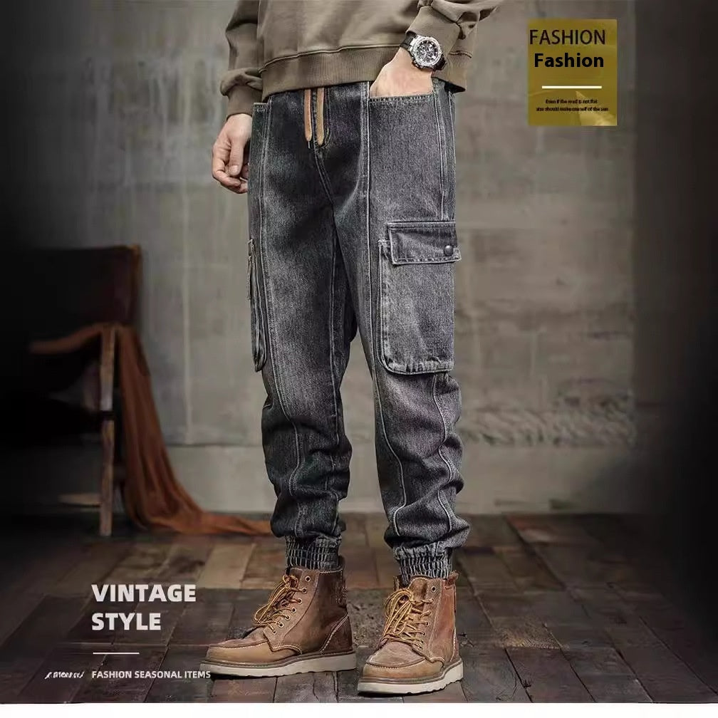 American Retro Ankle-tied Jeans Men American Retro Ankle-tied Jeans Men
