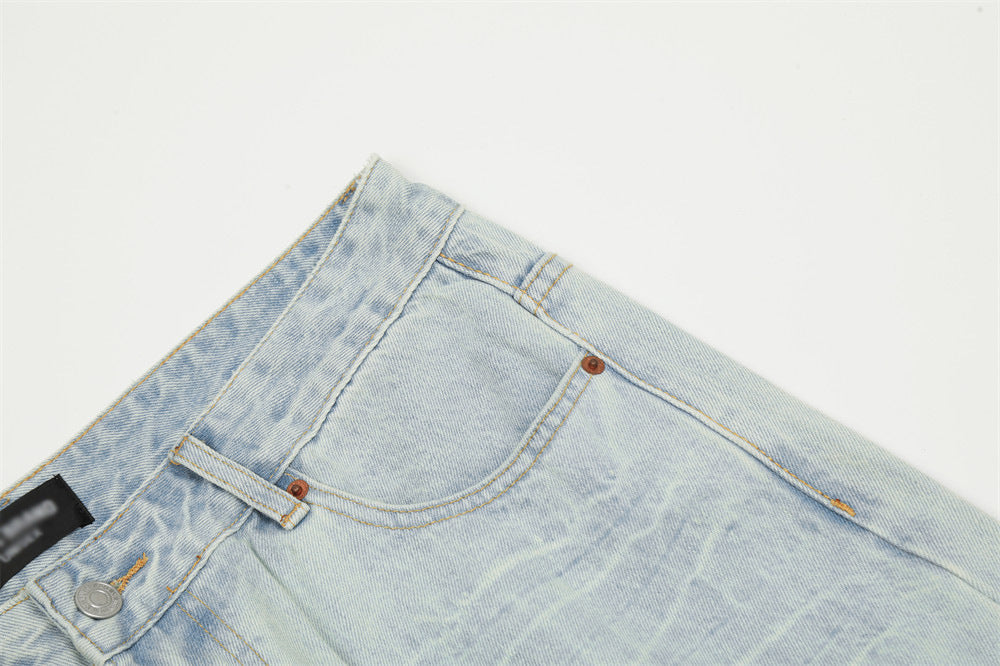 Light Color Washing Water Wide-leg Jeans Men Light Color Washing Water Wide-leg Jeans Men