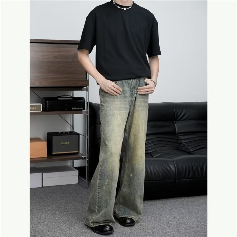 Loose All-match American Retro Distressed Wide-leg Jeans For Men Loose All-match American Retro Distressed Wide-leg Jeans For Men