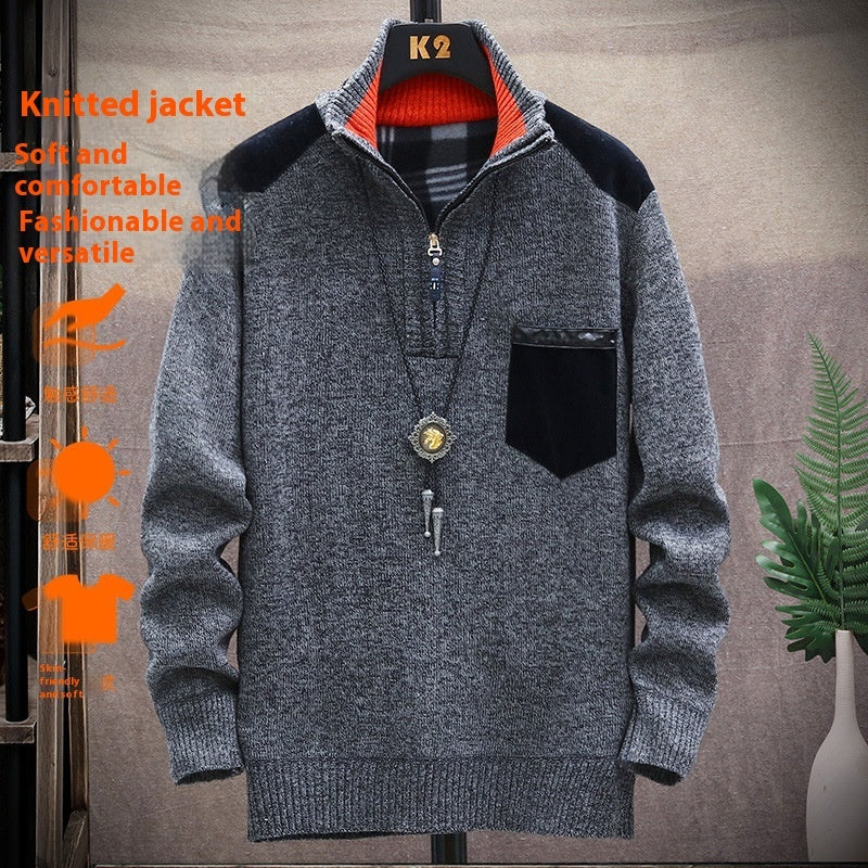 Men's Half Turtleneck Zipper Thick Needle Sweater Fashion Men's Half Turtleneck Zipper Thick Needle Sweater Fashion