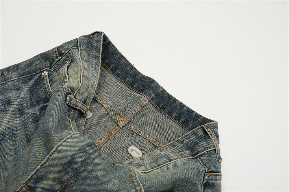 Fashion American Retro Washed Worn Jeans Men Fashion American Retro Washed Worn Jeans Men