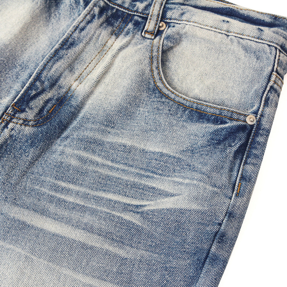 Fashion Retro Washed Worn Jeans Men Fashion Retro Washed Worn Jeans Men