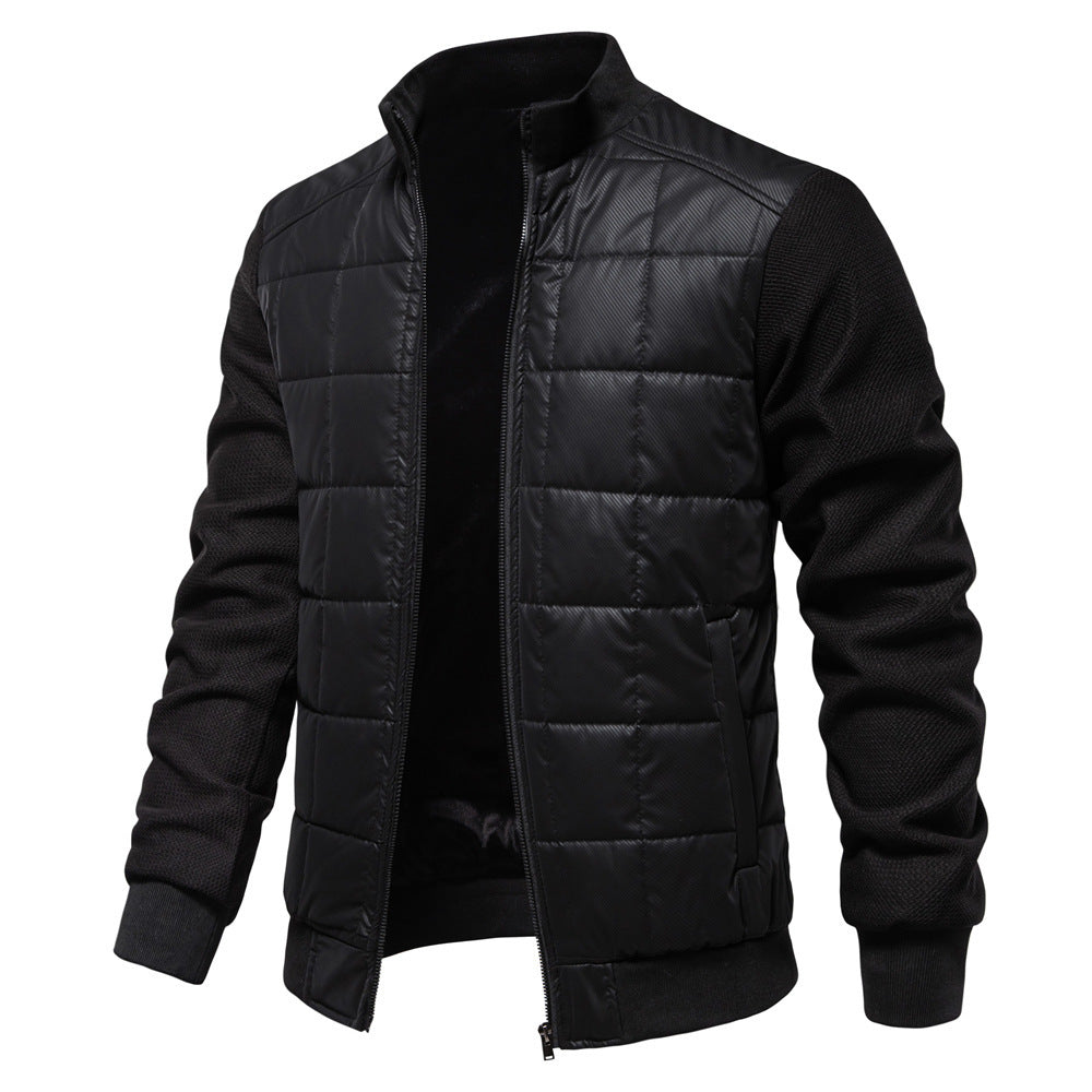 Fashion Stitching Coat Winter Personality Stand Collar Zipper Jacket Men's Clothing Fashion Stitching Coat Winter Personality Stand Collar Zipper Jacket Men's Clothing