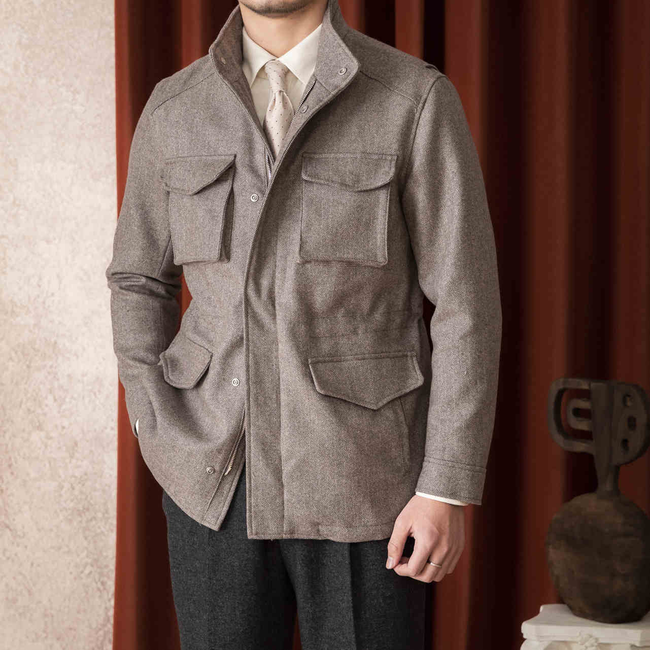 Wool Safari Jacket Jacket Casual Slim Jacket Men Wool Safari Jacket Jacket Casual Slim Jacket Men