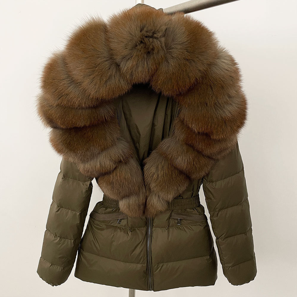 Short Women's Thickened Slim Fit Waist-tight Fur Down Jacket Short Women's Thickened Slim Fit Waist-tight Fur Down Jacket