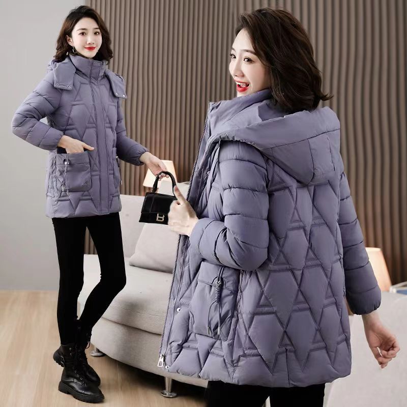 Down Cotton-padded Jacket Women's Mid-length Hooded Down Cotton-padded Jacket Women's Mid-length Hooded