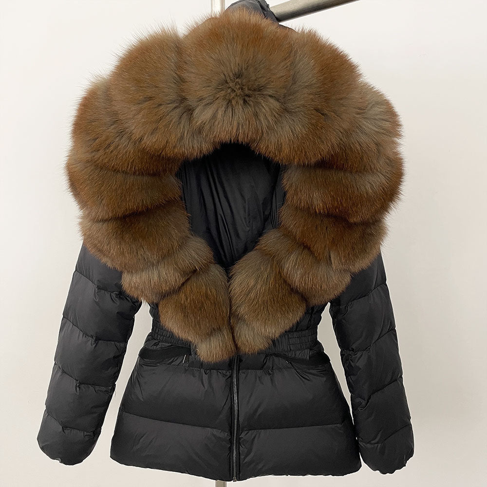 Short Women's Thickened Slim Fit Waist-tight Fur Down Jacket Short Women's Thickened Slim Fit Waist-tight Fur Down Jacket