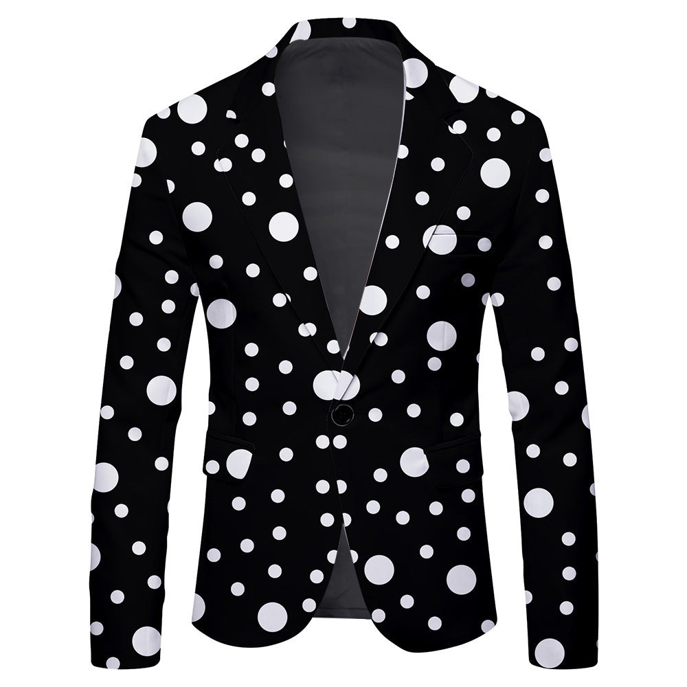 Men's Single Row One Button Polka Dot Printing Casual Suit Jacket Men's Single Row One Button Polka Dot Printing Casual Suit Jacket