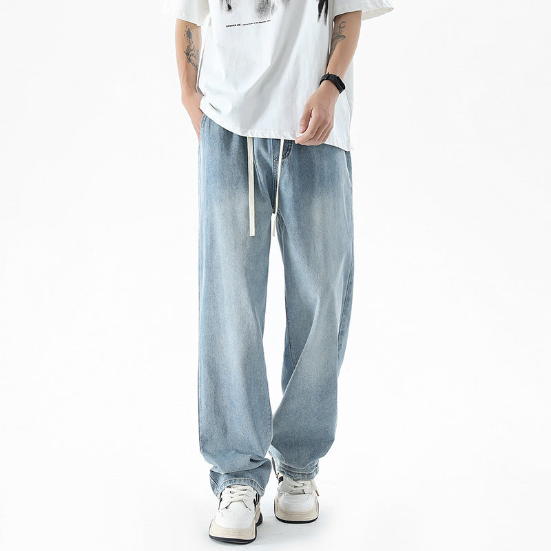 Fashion Personality Light Blue Ice Silk Jeans Men Fashion Personality Light Blue Ice Silk Jeans Men