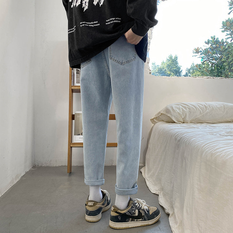 Spring And Summer New Hong Kong Style Jeans Men Loose Small Foot Tapered Pants Spring And Summer New Hong Kong Style Jeans Men Loose Small Foot Tapered Pants