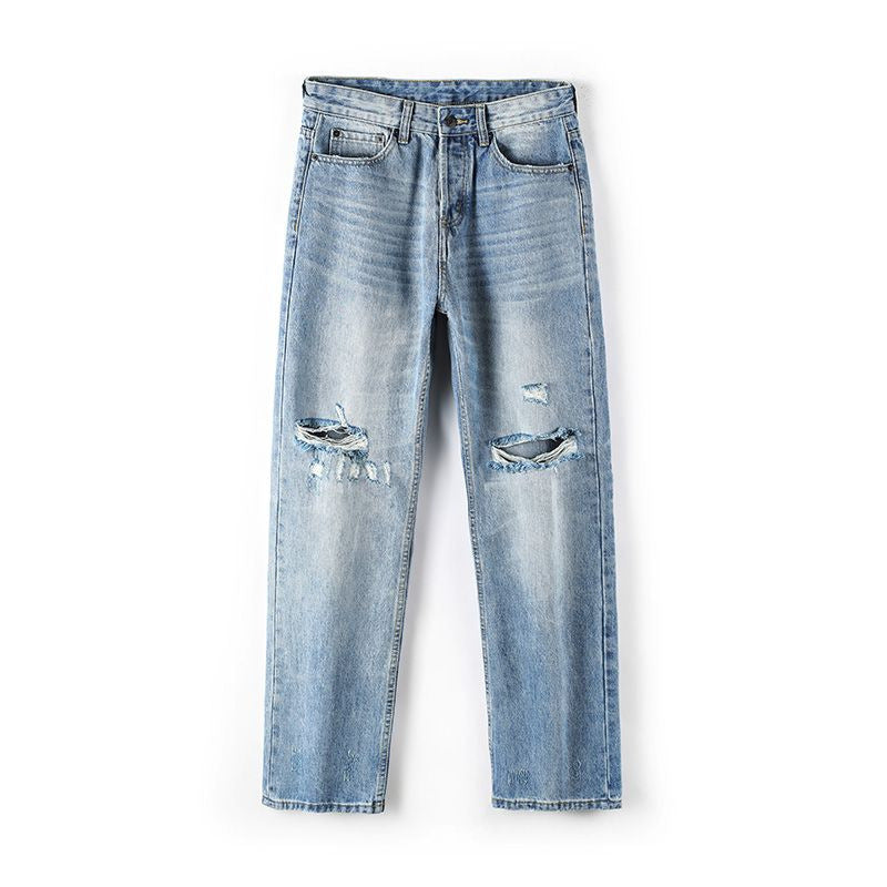 Summer High-grade Ripped Straight Wide-leg Pants Summer High-grade Ripped Straight Wide-leg Pants