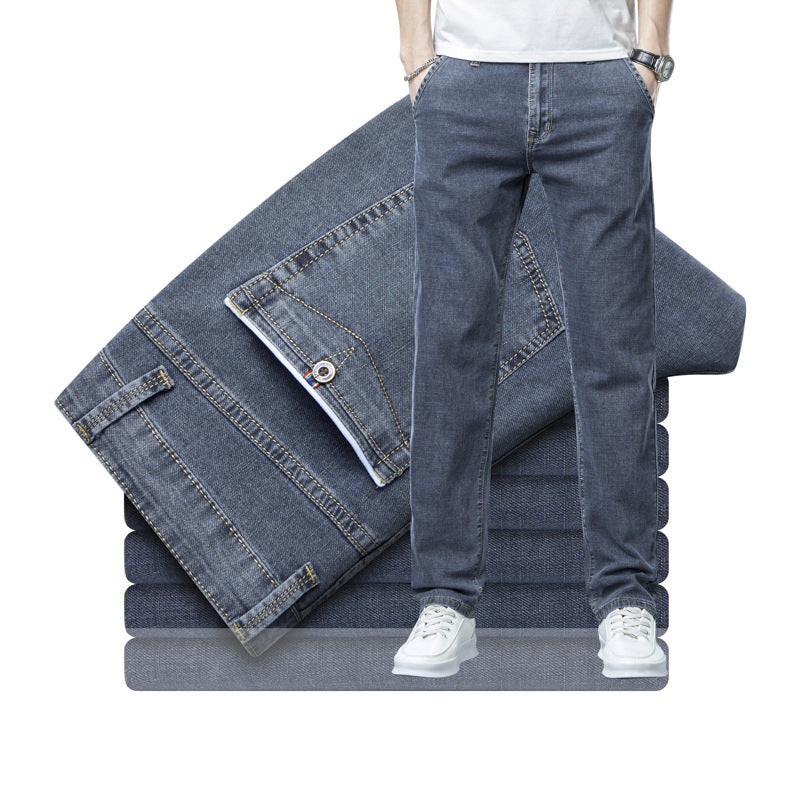 Men's Loose Elastic Jeans Straight Solid Color Casual Trousers Men's Loose Elastic Jeans Straight Solid Color Casual Trousers