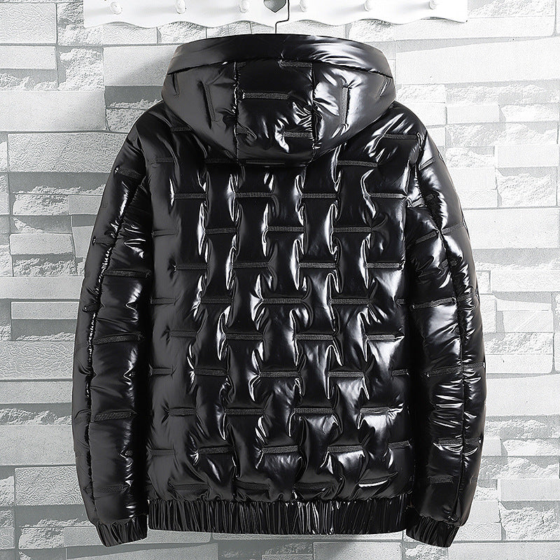Winter Warm Men's New Hooded Jacket Casual Shiny Cotton Coat Short Winter Warm Men's New Hooded Jacket Casual Shiny Cotton Coat Short