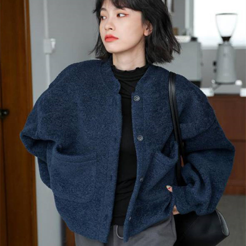 Woolen Jacket Women Korean Style Wild Loose Casual Short Woolen Jacket Women Korean Style Wild Loose Casual Short