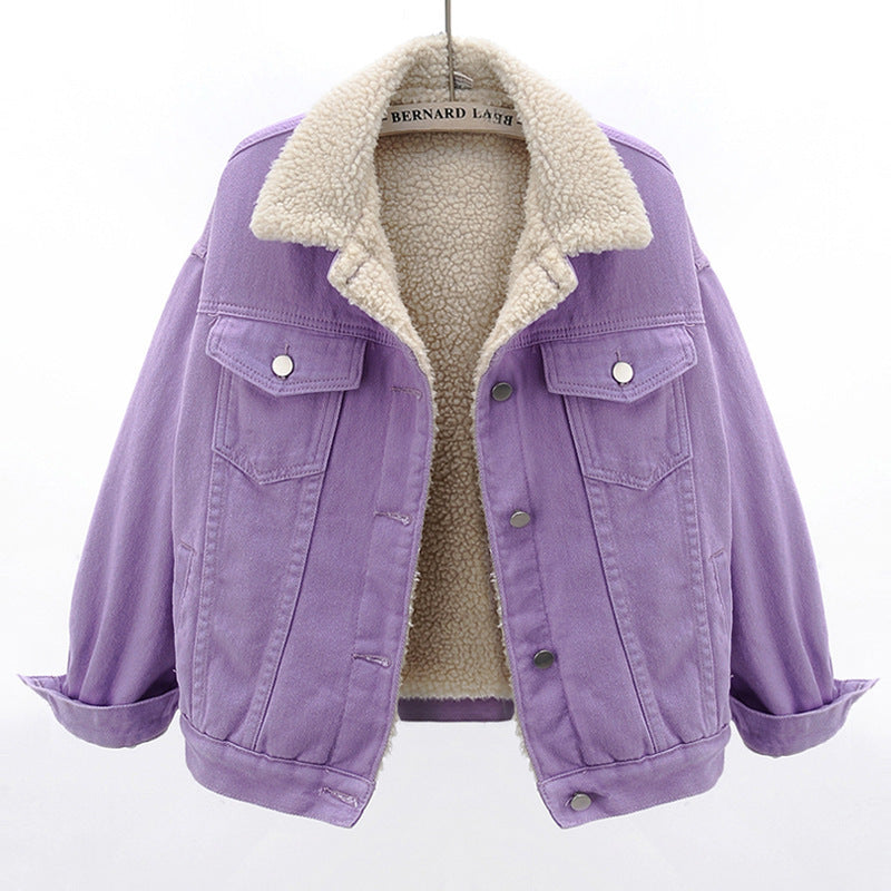 Lamb Wool Thickened Plus Velvet Denim Jacket Women Lamb Wool Thickened Plus Velvet Denim Jacket Women