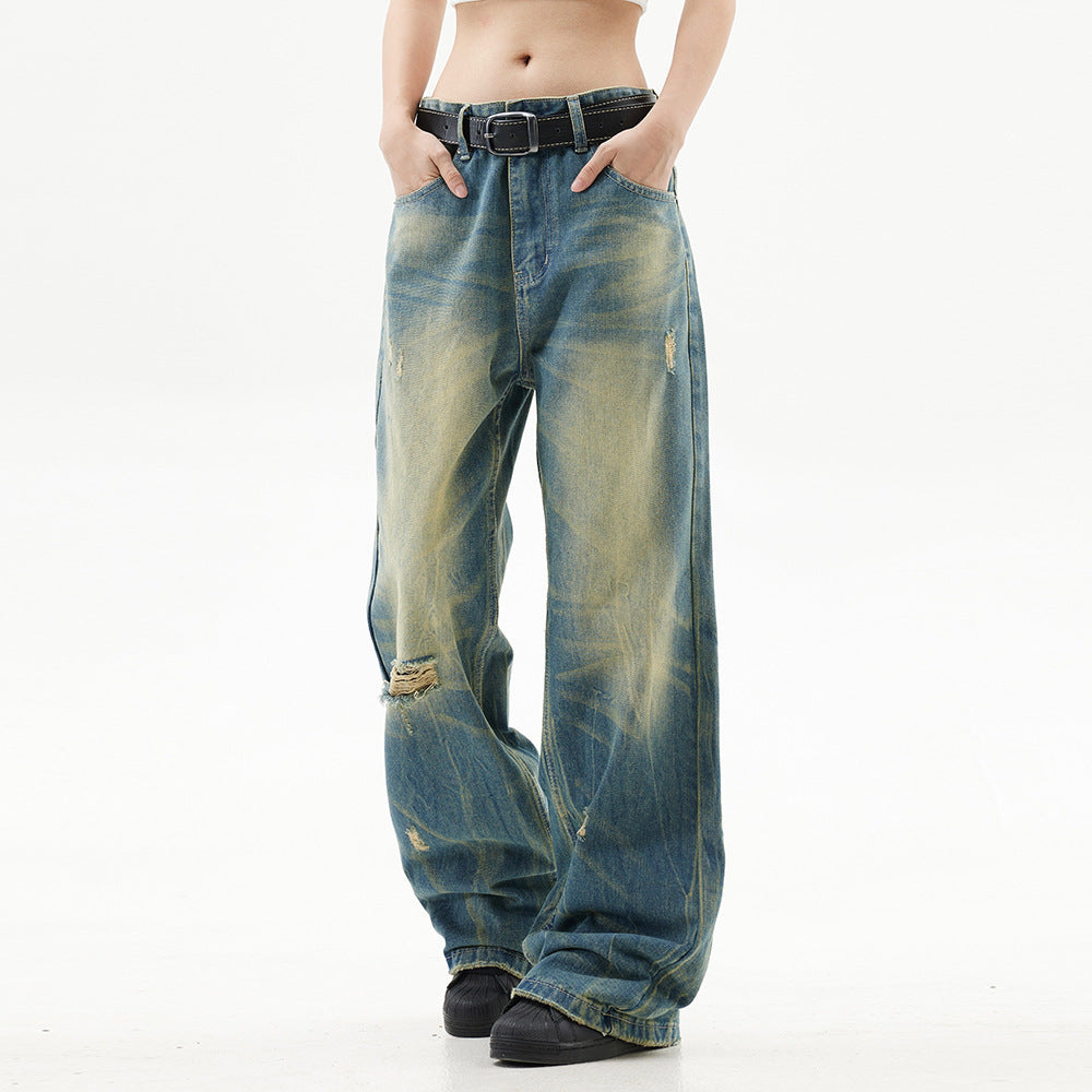 Washed And Worn Ripped Jeans For Men And Women Washed And Worn Ripped Jeans For Men And Women