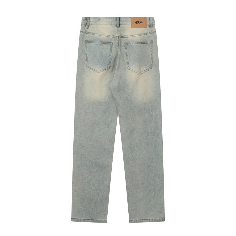 Washed White Straight Jeans For Men Washed White Straight Jeans For Men