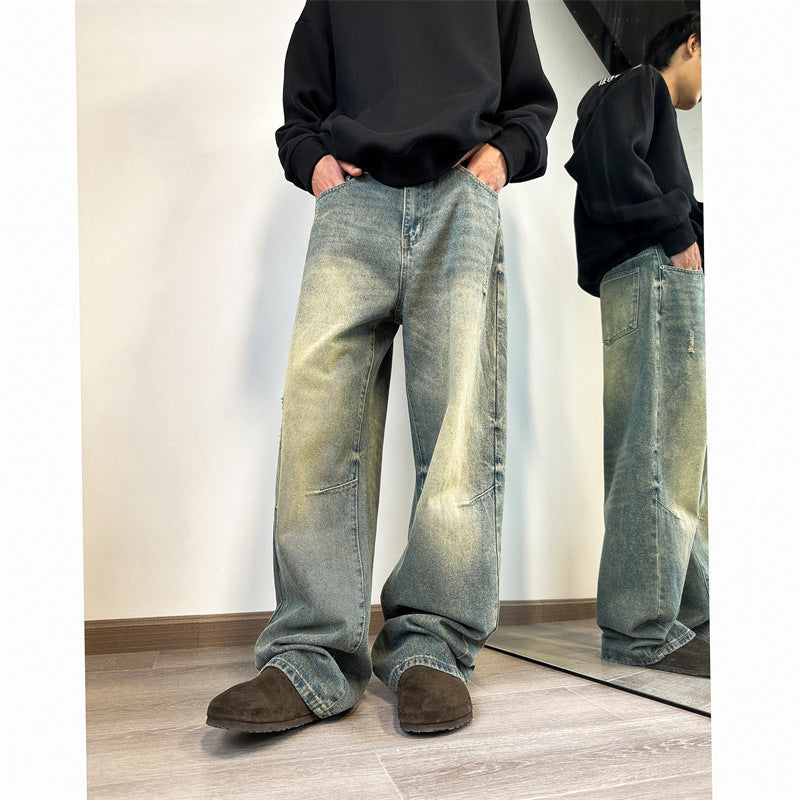 Jeans Men's Loose Straight Mop Pants Jeans Men's Loose Straight Mop Pants