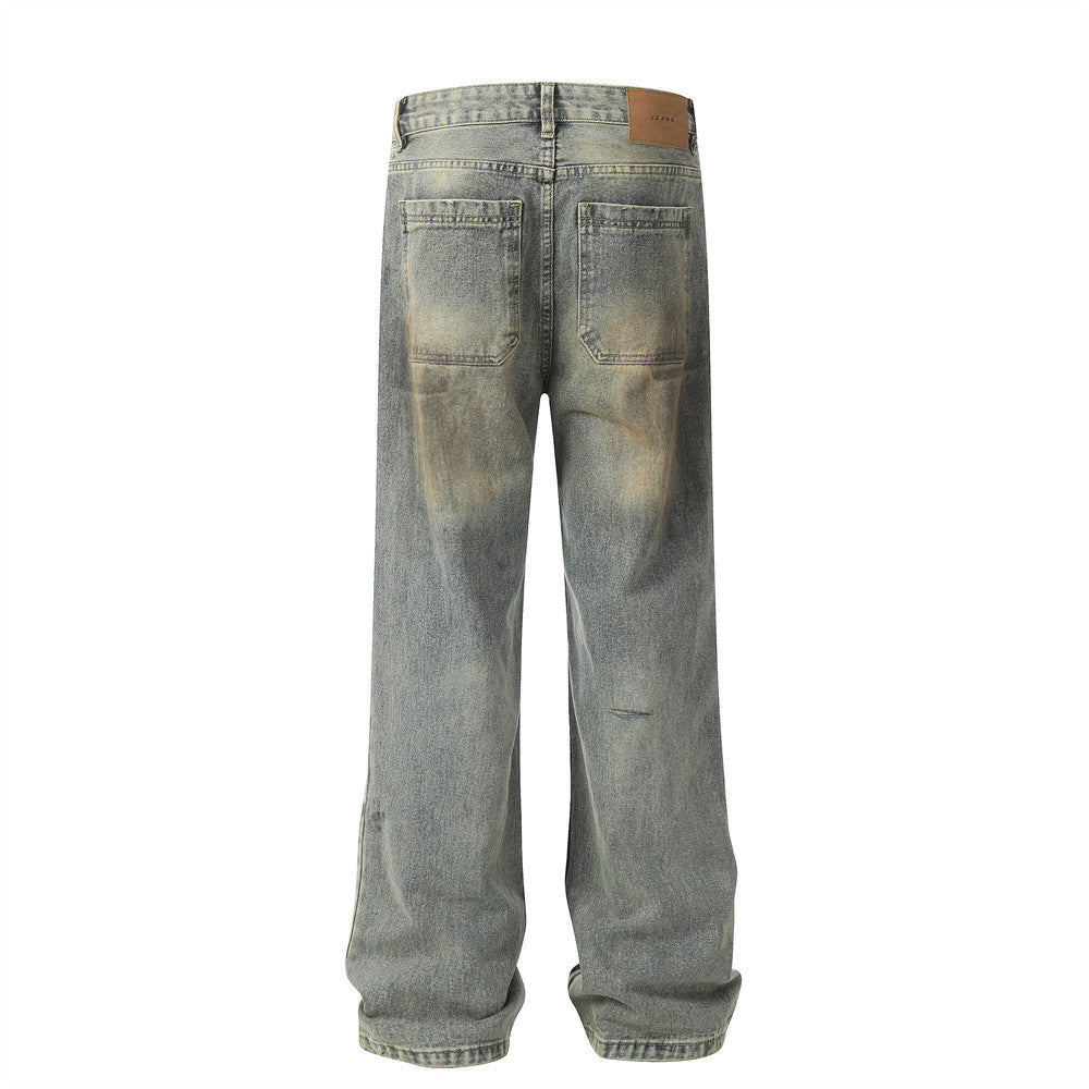Hole Denim Men Trousers Heavy Industry Washing Hole Denim Men Trousers Heavy Industry Washing