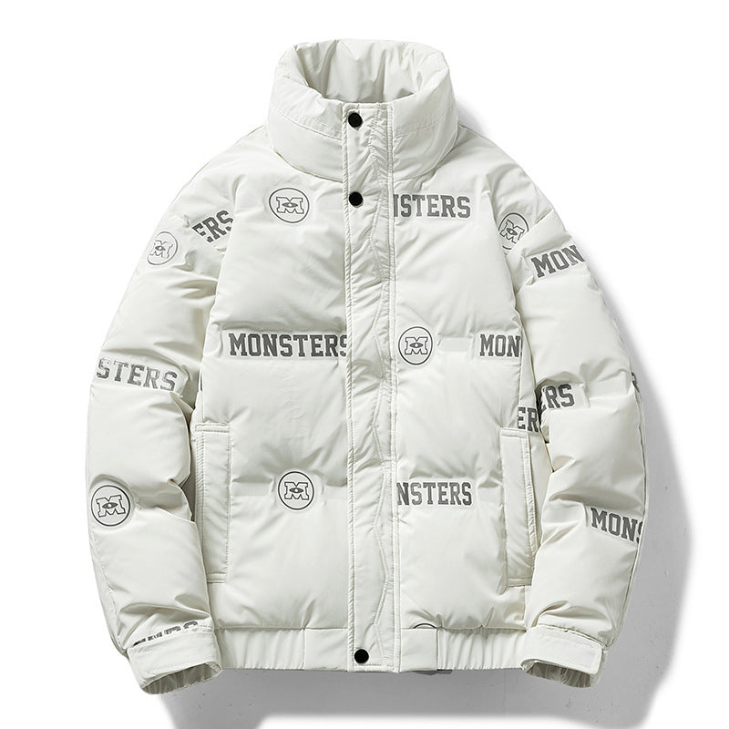 Plush Down Jacket Men's New Letter Printing Loose Casual All-match Plush Down Jacket Men's New Letter Printing Loose Casual All-match