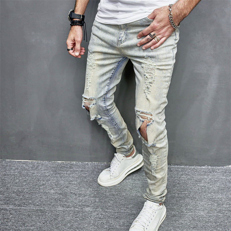 Skinny Motorcycle Jeans Men's Fashion Skinny Motorcycle Jeans Men's Fashion