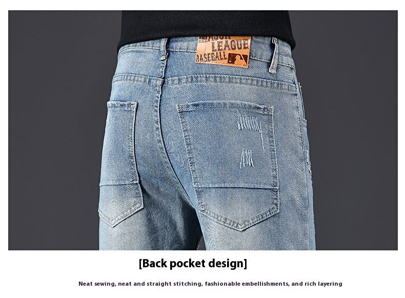 High-end Blue With Holes Jeans For Men High-end Blue With Holes Jeans For Men