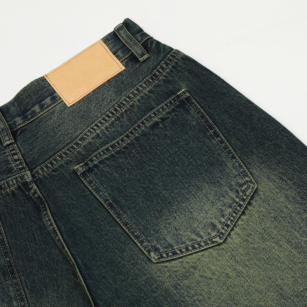 Loose Washed-out Straight Jeans For Men Loose Washed-out Straight Jeans For Men