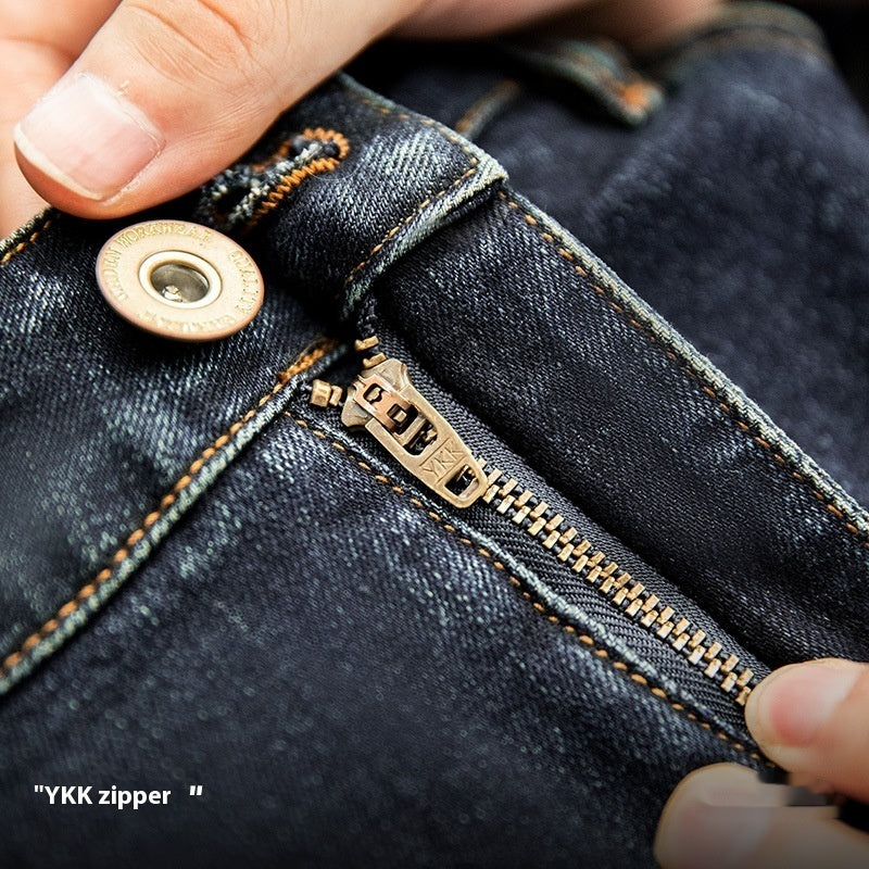 Denim Cotton Men's Vintage Denim Washed Straight Jeans Denim Cotton Men's Vintage Denim Washed Straight Jeans