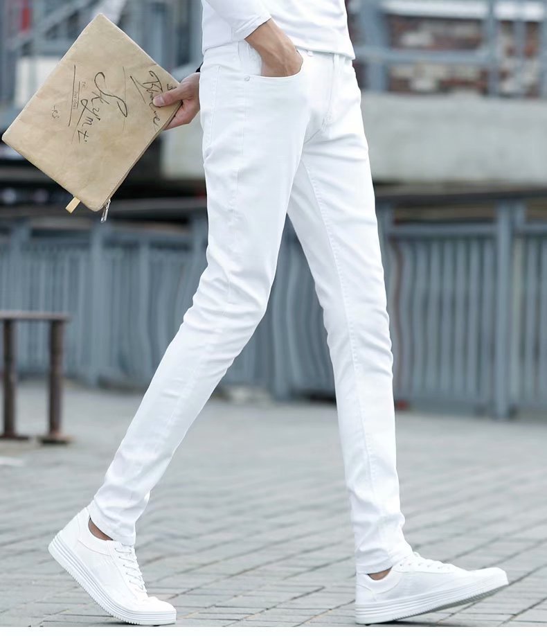 Trendy Men New Metrosexual Pattern & White Skinny Jeans Men's Korean-style Slim Fit Casual Pants Men Trendy Men New Metrosexual Pattern & White Skinny Jeans Men's Korean-style Slim Fit Casual Pants Men