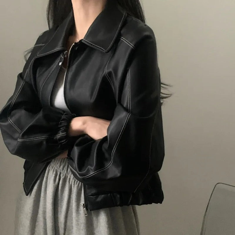 Fashion And Handsome Leather Coat Women Fashion And Handsome Leather Coat Women