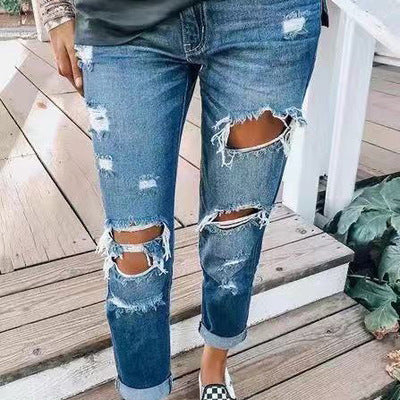 Ripped jeans personality women Ripped jeans personality women