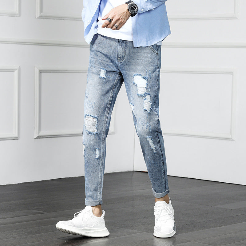 Ripped cropped jeans beggar pants Ripped cropped jeans beggar pants