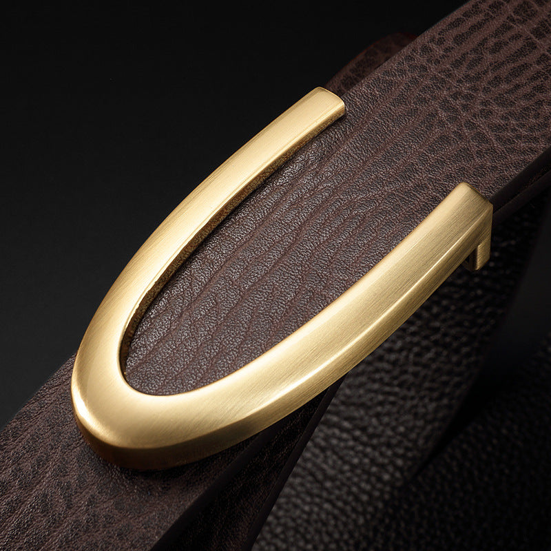 Casual Business Smooth Buckle Fashion Men's Leather Belt Casual Business Smooth Buckle Fashion Men's Leather Belt