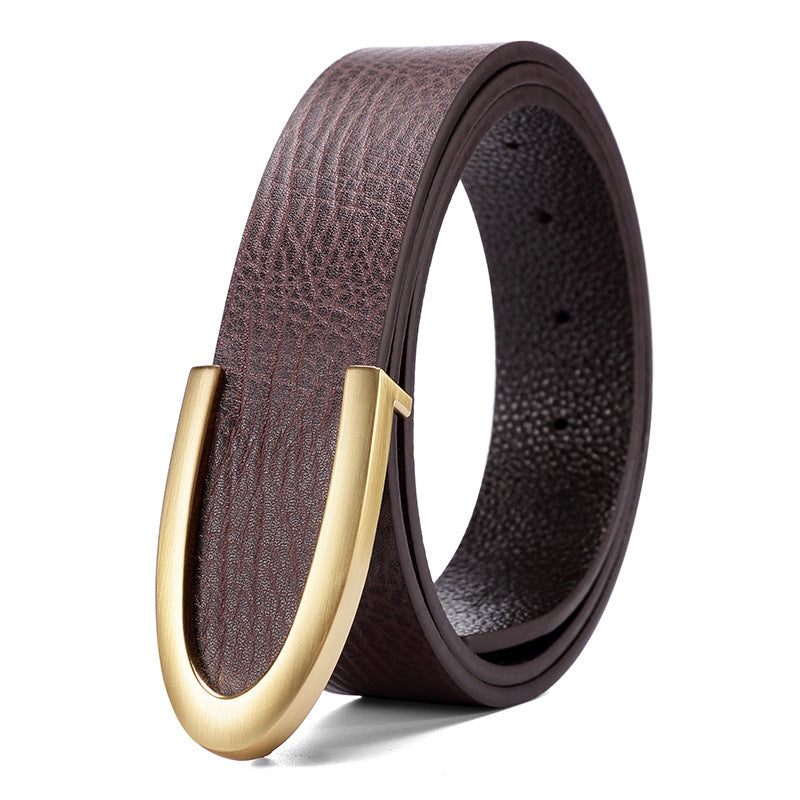 Casual Business Smooth Buckle Fashion Men's Leather Belt Casual Business Smooth Buckle Fashion Men's Leather Belt