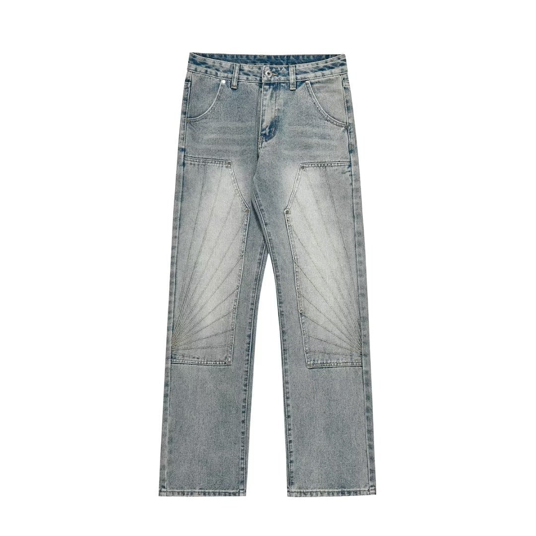 Retro Washed Distressed Skinny Jeans Men's All-matching Straight Pants Retro Washed Distressed Skinny Jeans Men's All-matching Straight Pants