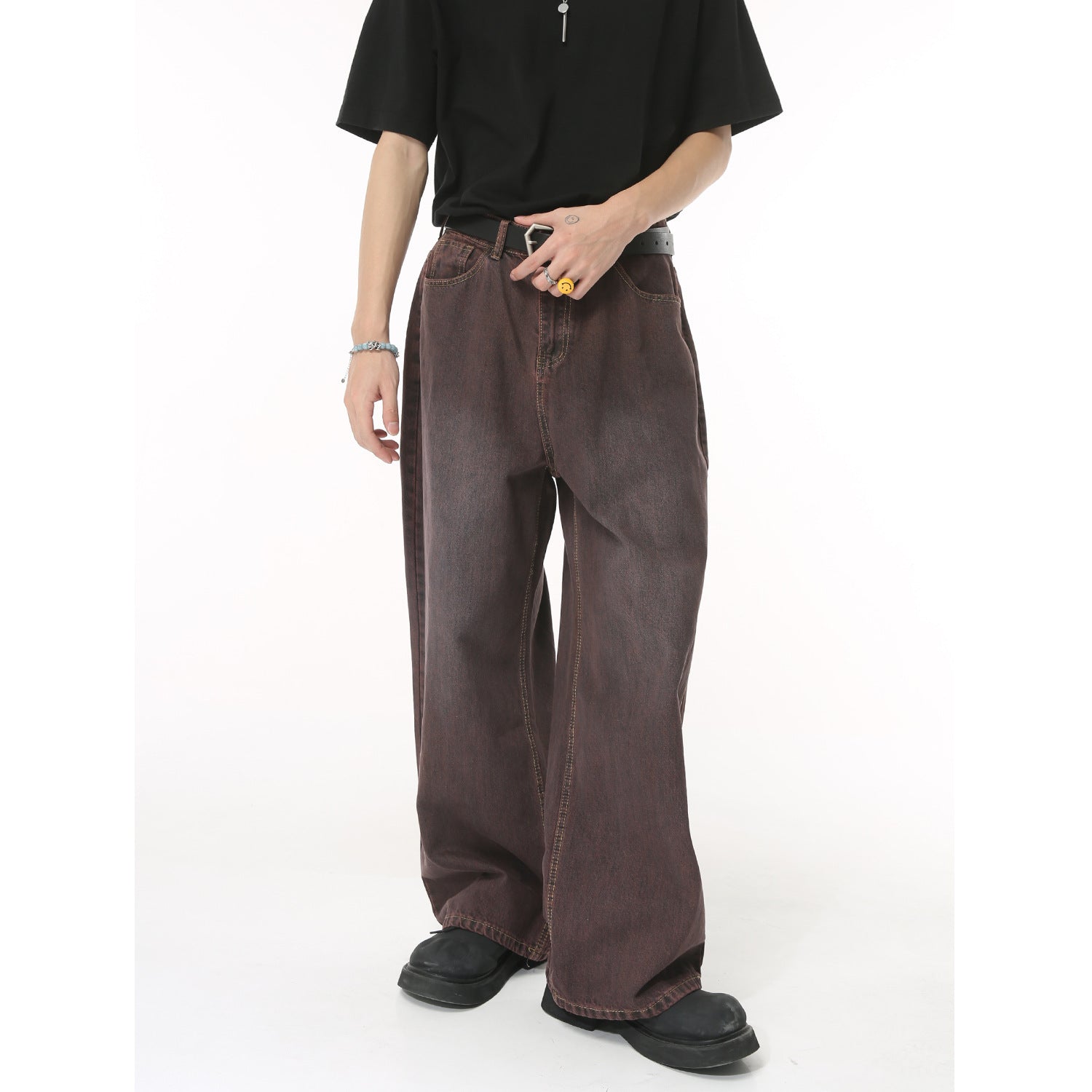 Men's Simplicity Basic Style Straight Loose Niche Purple Jeans Men's Simplicity Basic Style Straight Loose Niche Purple Jeans