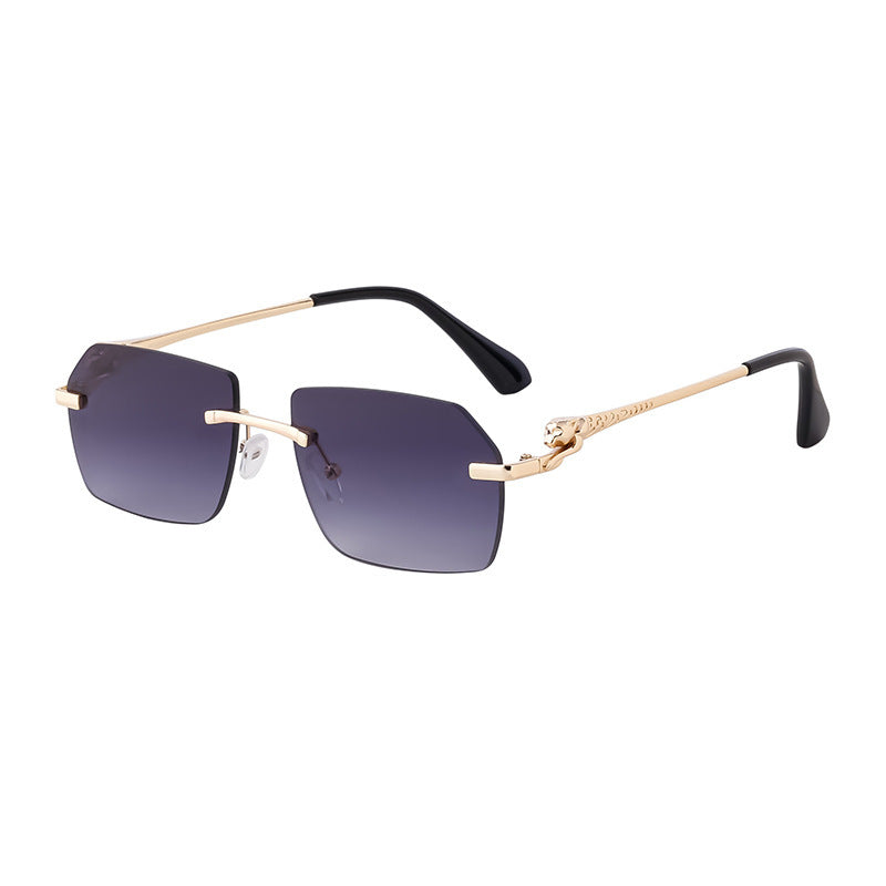 Frameless Trimming Leopard Temple Men Retro Square Frame Driving Sunglasses Frameless Trimming Leopard Temple Men Retro Square Frame Driving Sunglasses